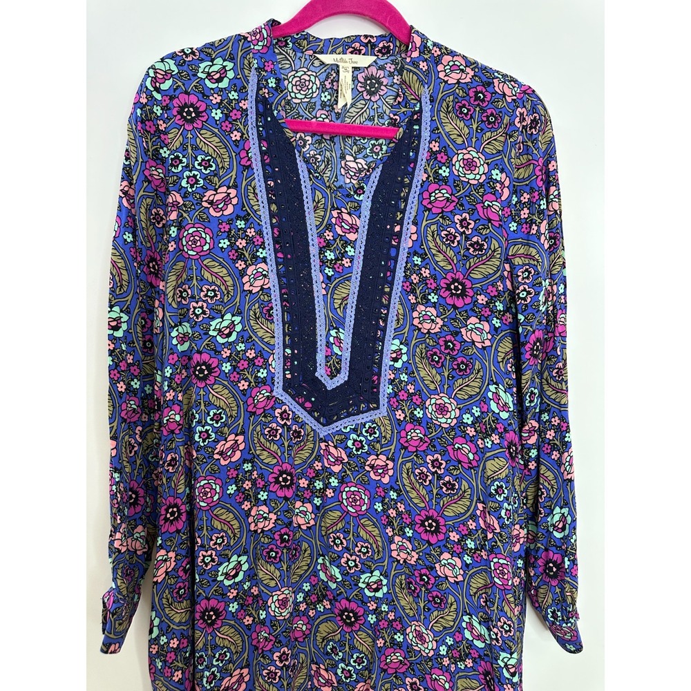 Matilda Jane Thoughts and Dreams Boho Floral Tunic Dress Purple Blue Size Medium - Picture 3 of 9
